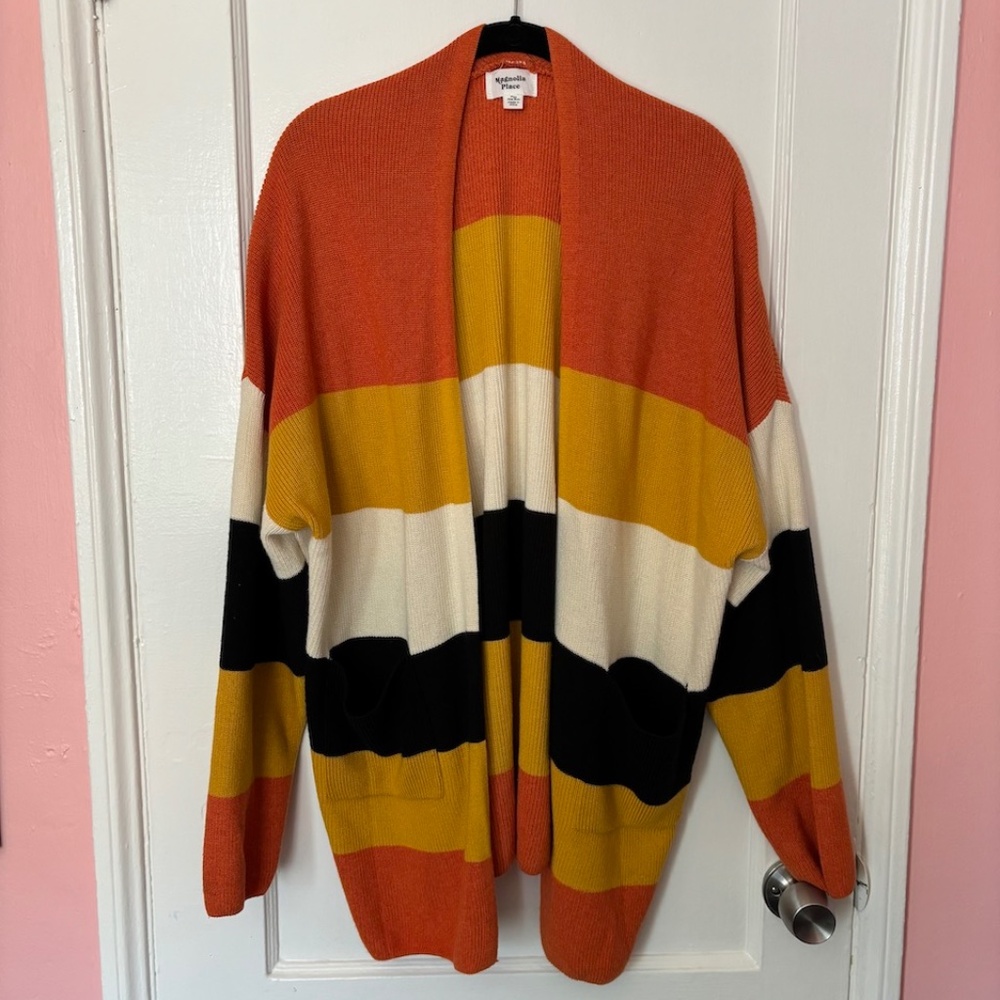 Unique Vintage - Magnolia Park Candy Corn Plus Size Cardigan